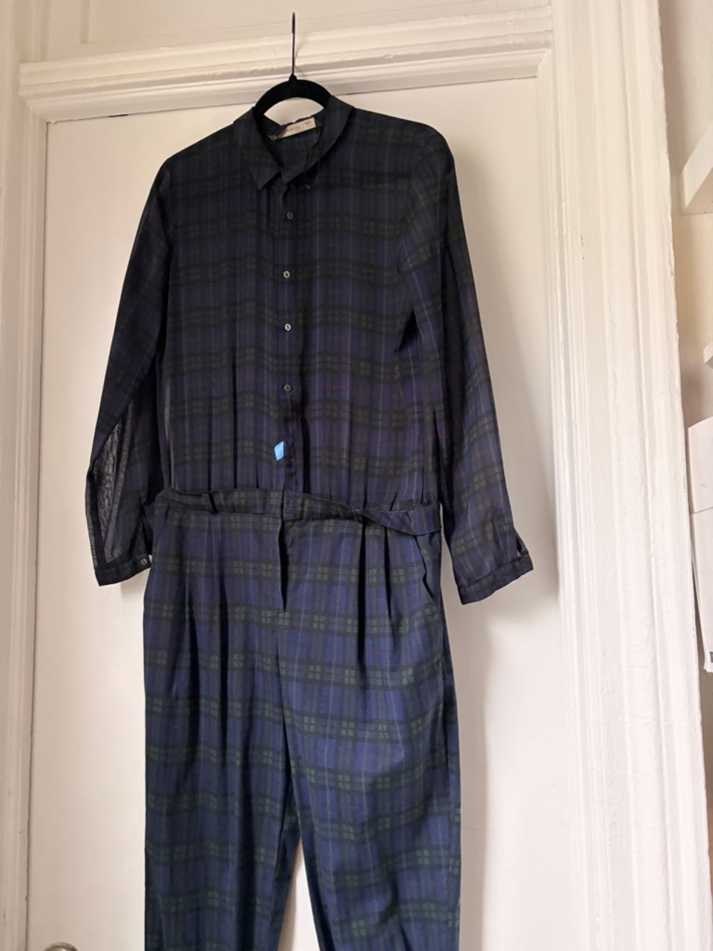 Plaid / tartan (navy/green/burgundy) Jumpsuit, Zara, Sz M